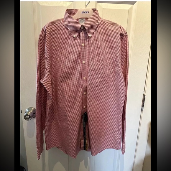Brooks Brothers Mens Oxford Milano Fit Slim Shirt Size Large Red & White NWT - Picture 1 of 8